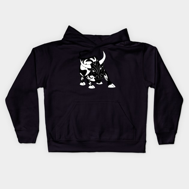 tribal bull Kids Hoodie by tiver